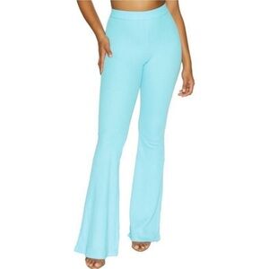 Naked Wardrobe Sky Blue Flare Game Pants waffle knit 1X NWT